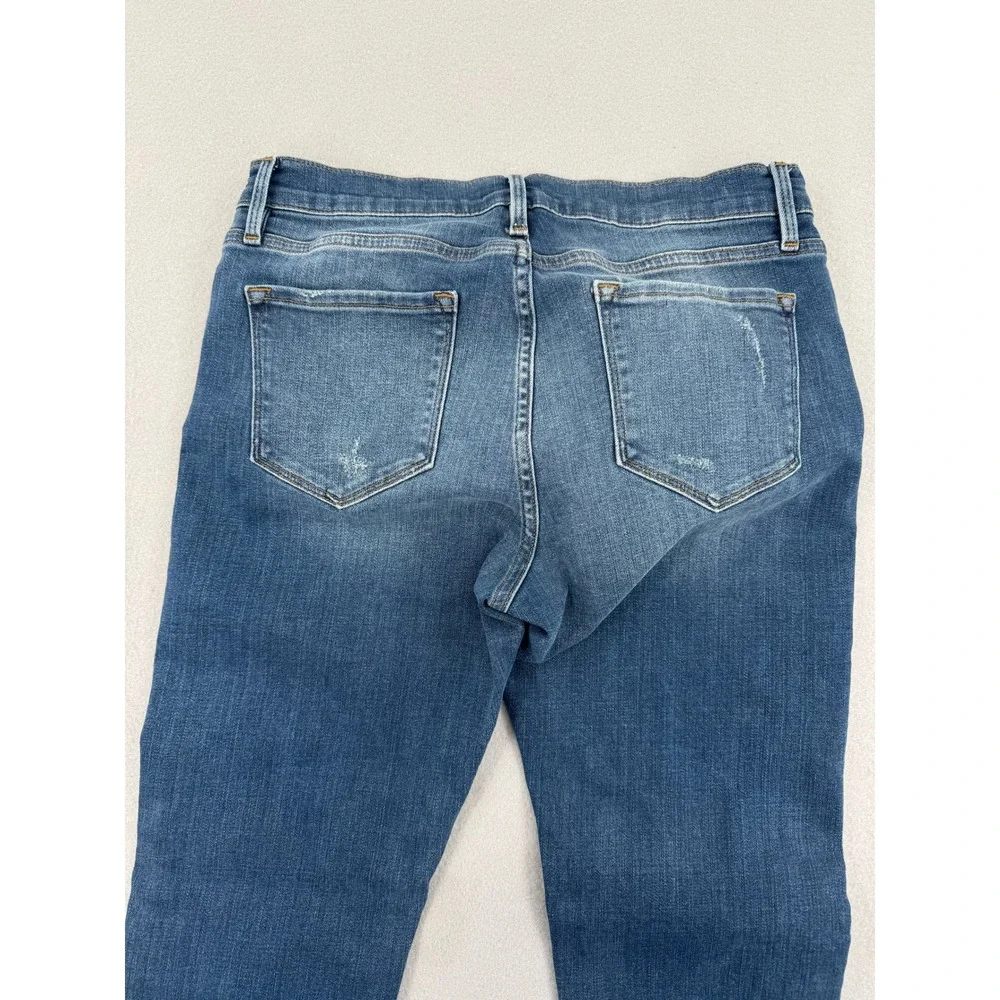 FRAME Le Garcon Slim Boyfriend Jeans Womens 29 (31x29) Azure Blue Distressed